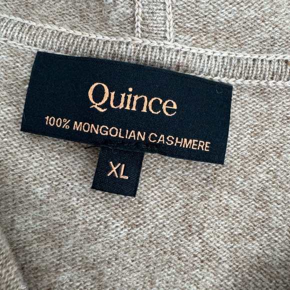 Quince Women’s XL Oatmeal Mongolian Cashmere Full Zip Hoodie - Picture 4 of 11